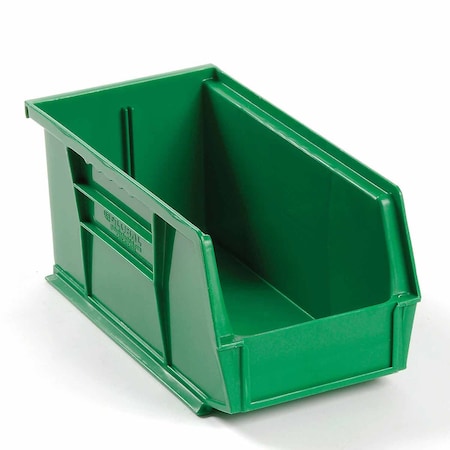 Global Industrial Hang & Stack Storage Bin, Plastic, Green, 5 in H 269682GN